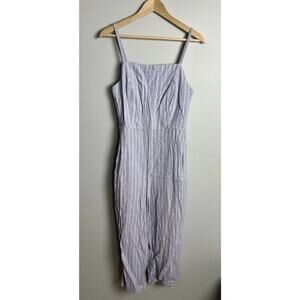 Old Navy Square Neck Linen Blend Striped Cami Jumpsuit Size Medium Women’s